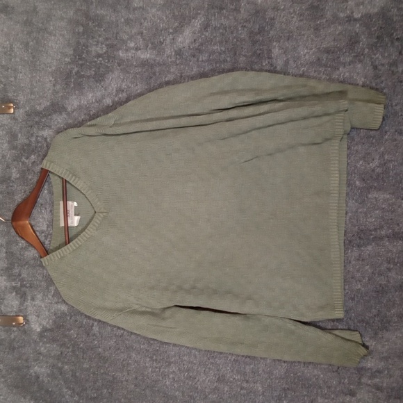 The Territory Ahead Green V-Neck Sweater Made In Italy Cotton Mens Large - Picture 2 of 8